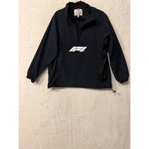 PacSun Formula 1 F1 Mens Large 1/4 Zip Windbreaker Jacket Black Racing Pullover